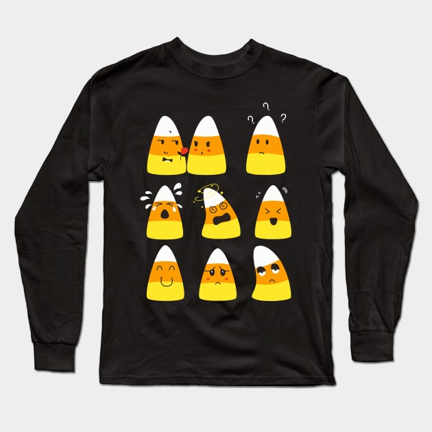 Candy Corn Emoticons Long Sleeve T-Shirt by SolarFlare